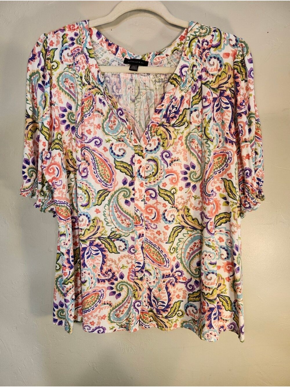 Tamara H.  Paisley V-Neck Blouse - Multicolor